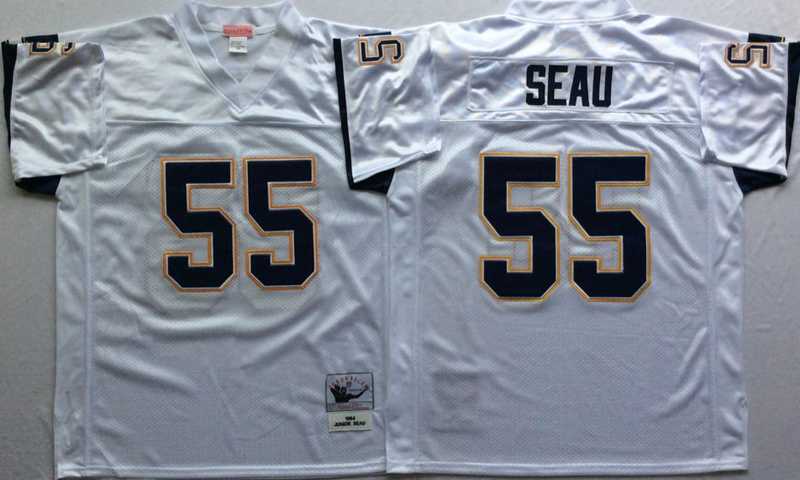 Chargers 55 Junior Seau White M&N Throwback Jersey->nfl m&n throwback->NFL Jersey